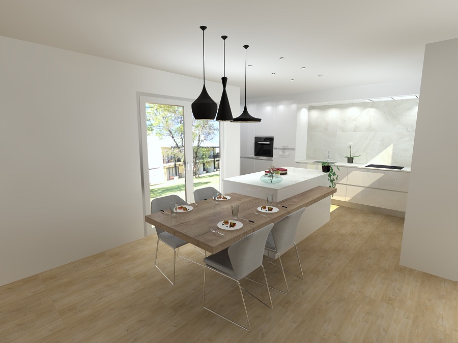 Cuisine blanche avec ilot