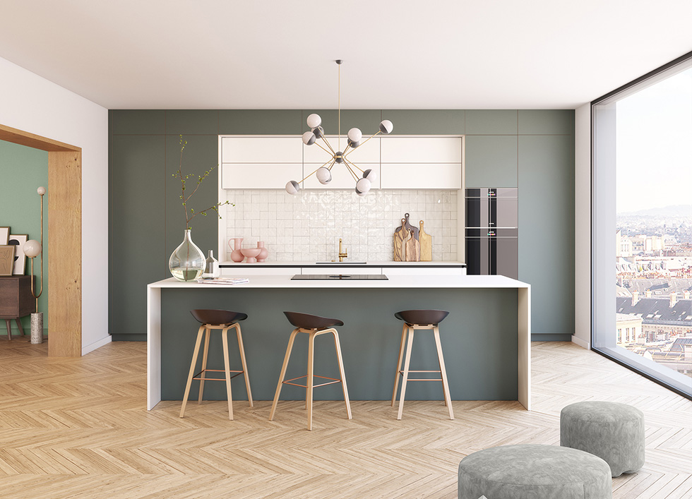 Cuisine moderne blanche et noire