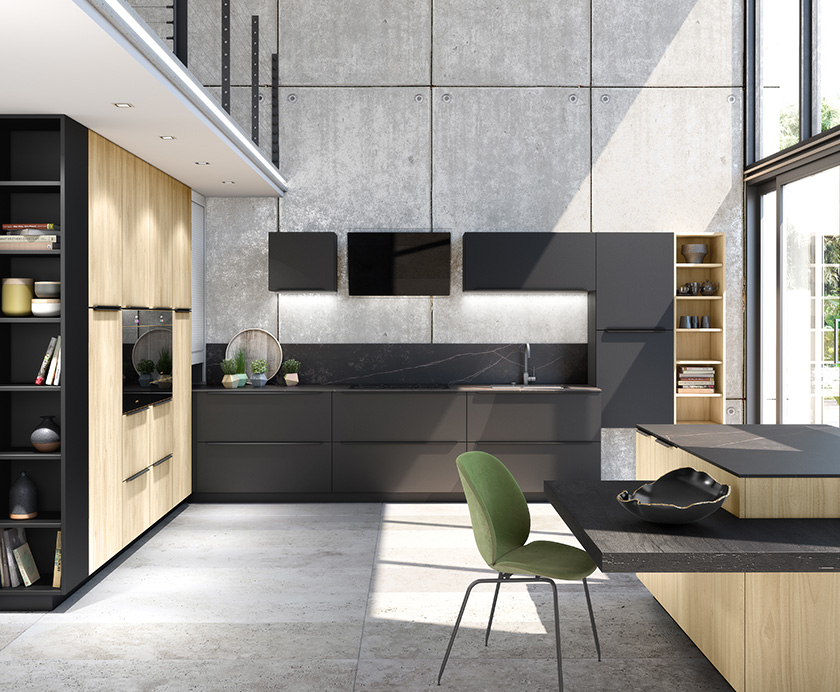 Cuisine moderne blanche et rose