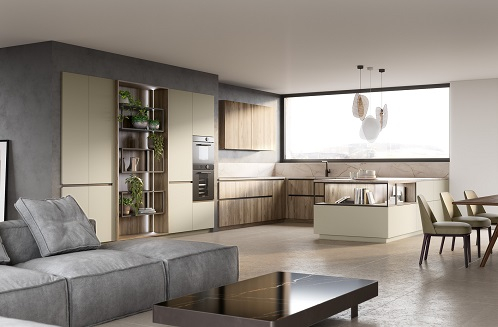 Cuisine beige et bois